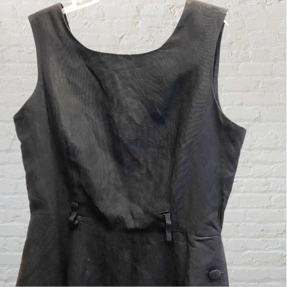 NEW YORK STUDIO -- Maxi Dress, Black Linen with Side Buttons, Sleeveless, Lined - Picture 12 of 16